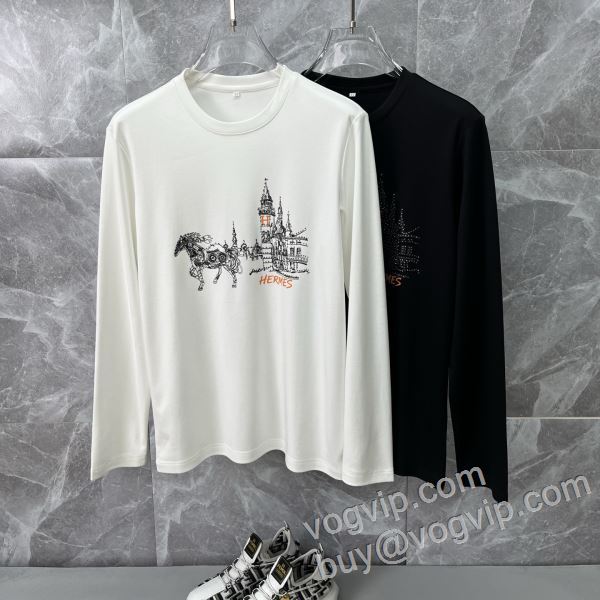 大人気☆NEW!! 長袖Tシャツ 2色可選 エルメス ブランド 偽物 通販 2026人気セール高品質 CTSHE012