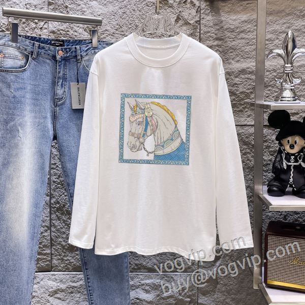 エルメス HERMES 2026お買い得高品質 CTSHE029 長袖Tシャツ 2色可選 最大級ブランドコピー通販優良店