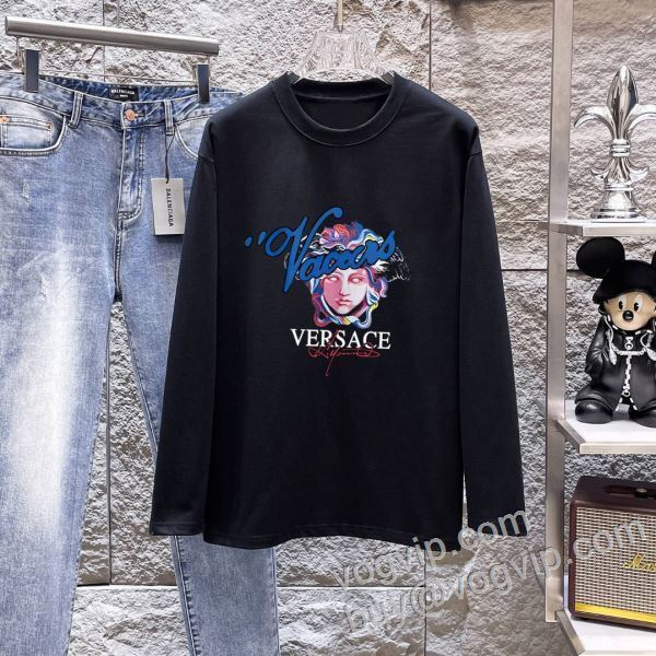 大人キレイに仕立てる ヴェルサーチ 偽物ブランド CTSVS019 長袖Tシャツ 2色可選 2026人気定番新作