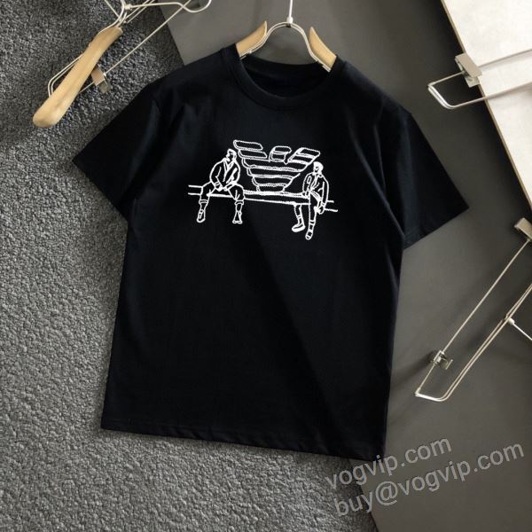 2026最新入荷 NXZAR020 半袖Tシャツ 2色可選 アルマーニ偽物ブランド 高品質 人気