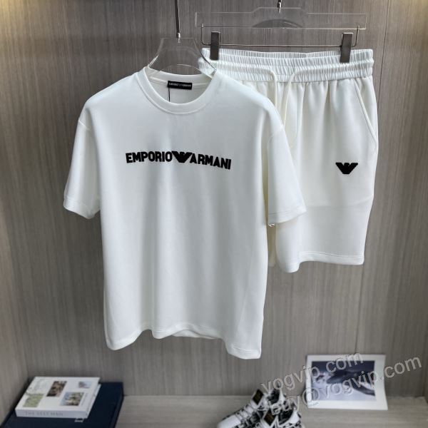 アルマーニスーパーコピー 2026春夏季超人気 NXZAR021 上下セット 高級感ある 半袖Tシャツ 5色可選