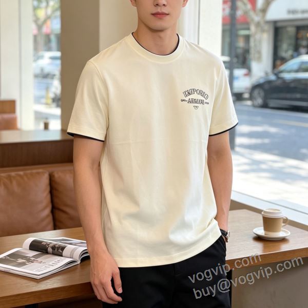 2026限定セール高品質 アルマーニ偽物ブランド NXZAR042 半袖Tシャツ 3色可選 大好評