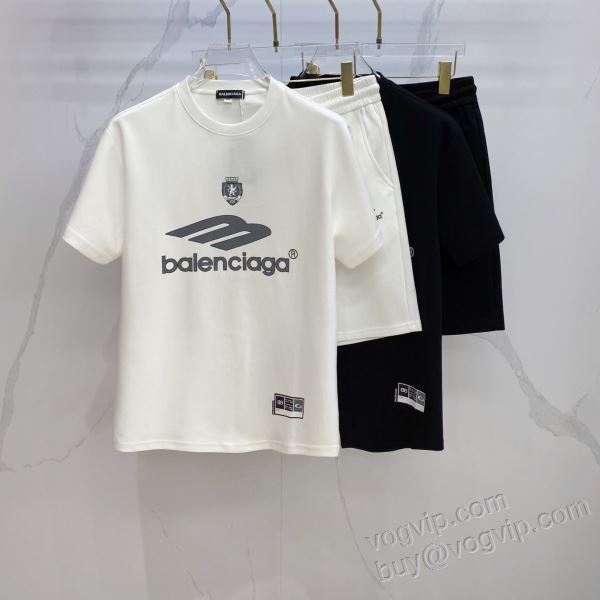 上下セット 半袖Tシャツ 選べる極上 バレンシアガ BALENCIAGAコピーブランド 2026超人気新品 NXZBAL135 2色可選