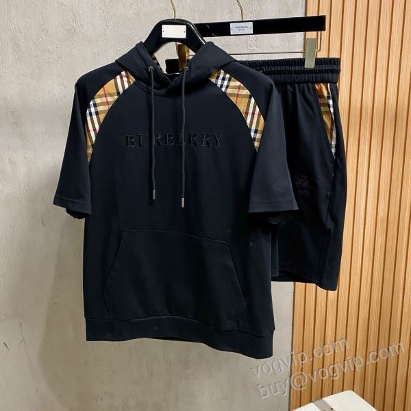 2026年モデル入荷 バーバリースーパーコピー NXZBU068 ずっと人気? 上下セット 半袖Tシャツ 2色可選