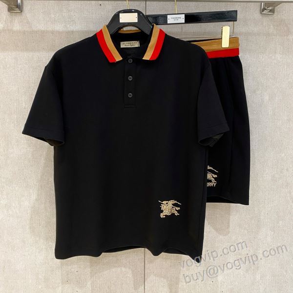 2026超人気新品 バーバリースーパーコピー 激安 NXZBU100 高級感ある 上下セット 半袖Tシャツ 2色可選