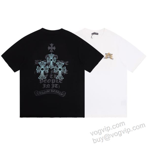 個性的なデザ クロムハーツ ブランドコピー NXZCHR125 半袖Tシャツ 2色可選 2026春夏季超人気