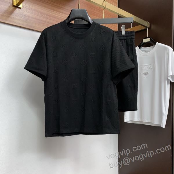 Dolce&Gabbanaスーパーコピー 2026爆買い大人気 NXZDG041 ドルチェ＆ガッバーナ 上下セット 半袖Tシャツ 2色可選 スタイリッシュな印象