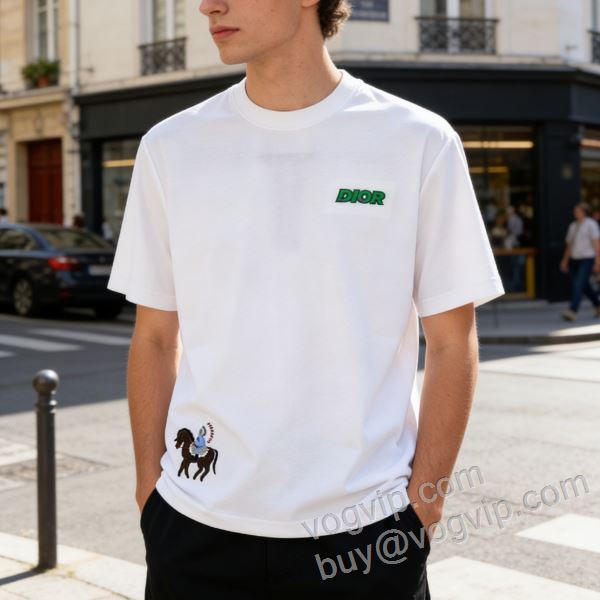 高級感ある 半袖Tシャツ ディオール DIORブランド 偽物 通販 2026限定セール高品質 NXZDIOR060 2色可選