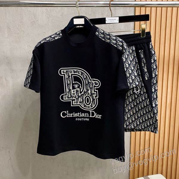2026春夏季超人気 ディオール ブランドスーパーコピー NXZDIOR083 上下セット 半袖Tシャツ 2色可選 シックスタイルに活躍
