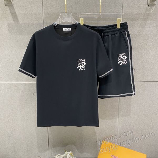 ロエベ LOEWEコピーブランド 2026HOTお買い得 NXZLOE069 上下セット 利便性に優れ 半袖Tシャツ 2色可選