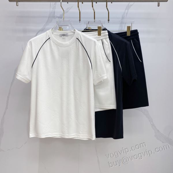 上下セット 半袖Tシャツ ロエベ スーパーコピー 2026お買い得高品質 NXZLOE075 2色可選 上品に着こなせ