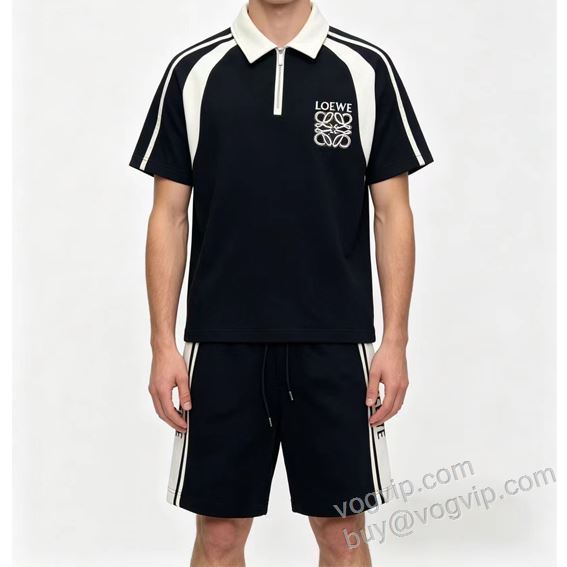 ロエベ コピー 2026爆買い人気 NXZLOE076 上下セット 半袖Tシャツ 2色可選 早くも完売している