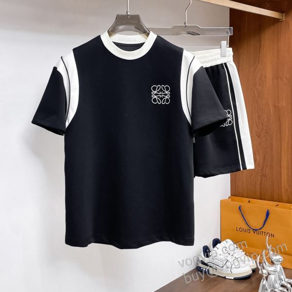 ロエベ コピーブランド 2026超人気新品 NXZLOE080 上下セット おしゃれに絶大な人気の 半袖Tシャツ 2色可選