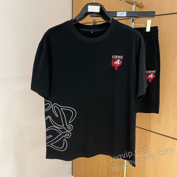 抜群な楽チン感ある大定番 ロエベ スーパーコピー NXZLOE082 上下セット 半袖Tシャツ 2色可選 2026超人気新品