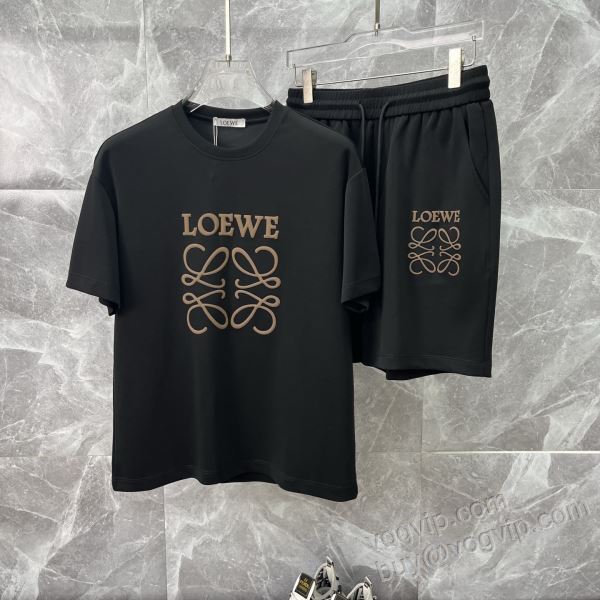 日本未入荷モデル 上下セット 半袖Tシャツ ロエベ ブランドスーパーコピー 2026超人気新品 NXZLOE083 5色可選