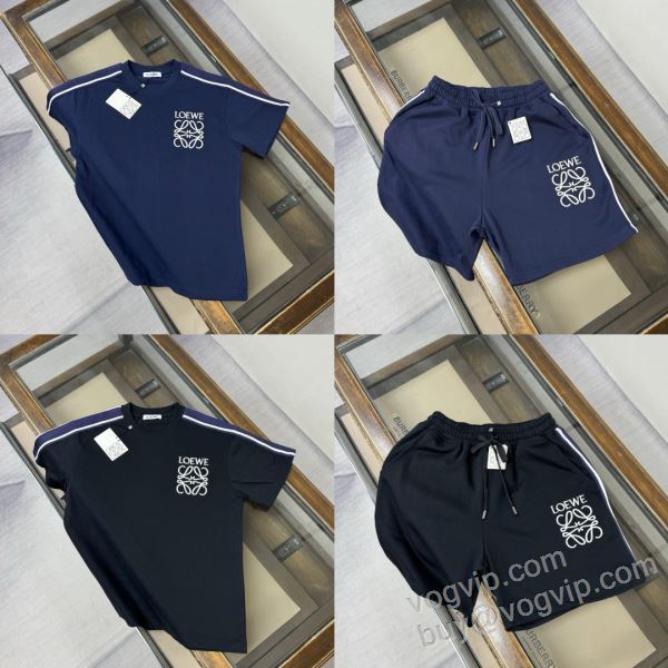 2026高級品 通販 ロエベ ブランドコピー NXZLOE084 上下セット 半袖Tシャツ 2色可選 セレブ愛用の超人気商品