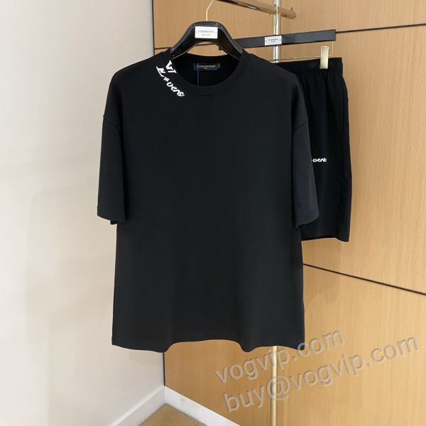 上下セット 半袖Tシャツ 売れ筋！ ルイ ヴィトンコピー ブランド 2026最高品質 NXZLV004 2色可選