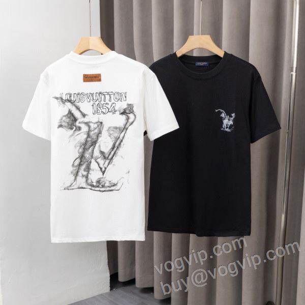 ルイ ヴィトンブランドスーパーコピー 首胸ロゴ NXZLV032 半袖Tシャツ 2色可選 2026お買い得高品質
