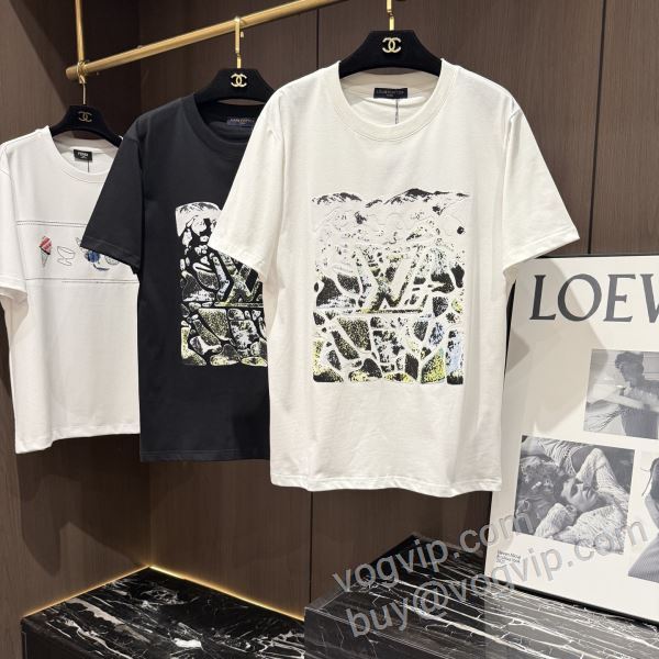 セレブ風 ルイ ヴィトン LOUIS VUITTONスーパーコピー 激安 NXZLV127 半袖Tシャツ 2色可選 2026お買い得セール