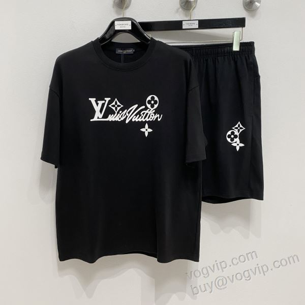 存在感のある ルイ ヴィトンコピー NXZLV176 上下セット 半袖Tシャツ 2色可選 2026年モデル入荷