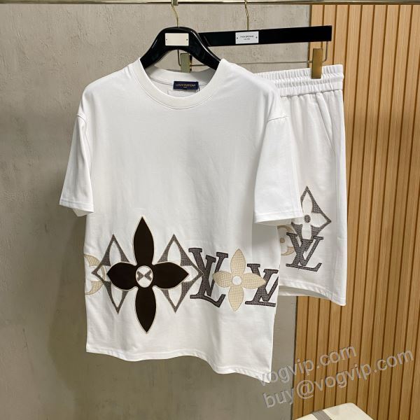 存在感のある 上下セット 半袖Tシャツ ルイ ヴィトンコピー ブランド 2026驚きの破格値大人気 NXZLV221 2色可選