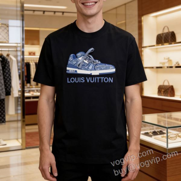 半袖Tシャツ 2色可選 おしゃれに絶大な人気の ルイ ヴィトン LOUIS VUITTONブランド 偽物 通販 2026数量限定本物保証 NXZLV233