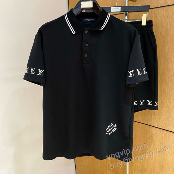 コーデ 知的なムードを演出 ルイ ヴィトンブランド 偽物 通販 NXZLV244 上下セット 半袖Tシャツ 2026最安値お買い得