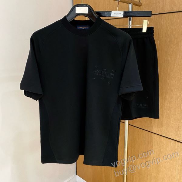 落ち着いた質感 ルイ ヴィトンスーパーコピー NXZLV248 上下セット 半袖Tシャツ 2色可選 2026春夏季超人気