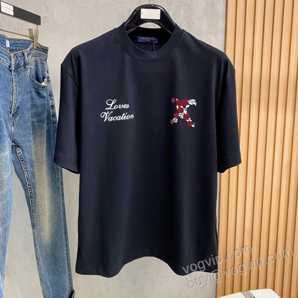優美なお出かけスタイル ルイ ヴィトン 2026新作品 NXZLV252 半袖Tシャツ 2色可選 LOUIS VUITTONスーパーコピー