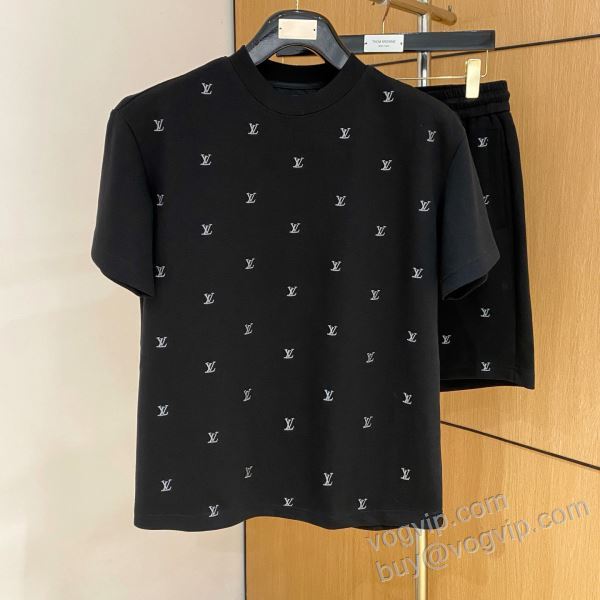 LOUIS VUITTONコピーブランド 2026HOT人気セール NXZLV257 ルイ ヴィトン 上下セット 半袖Tシャツ 2色可選 機能性?耐久性抜群