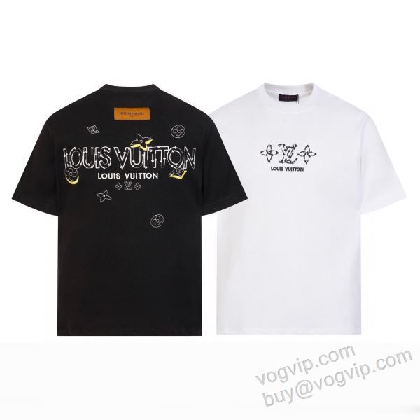 LOUIS VUITTONブランドスーパーコピー 2026限定セール大人気 NXZLV304 ルイ ヴィトン 半袖Tシャツ 2色可選 首胸ロゴ
