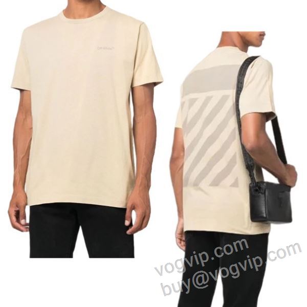 落ち着いた質感 OFF-WHITEブランド 偽物 通販 2026お得本物保証 NXZOFF075 オフホワイト 半袖Tシャツ 2色可選