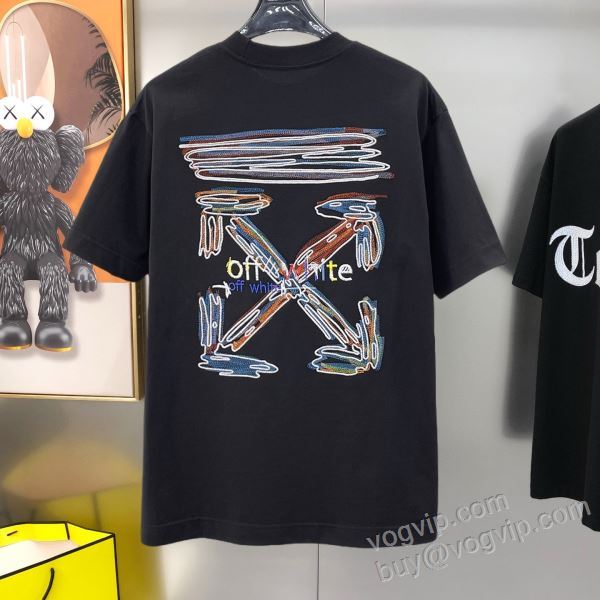 お買い得品 オフホワイトコピー NXZOFF091 半袖Tシャツ 2色可選 2026春夏季超人気