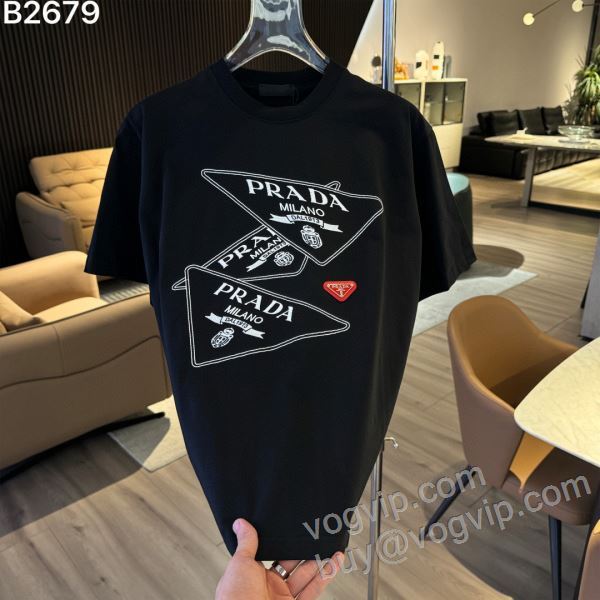 ショートパンツ 確定となる上品 半袖Tシャツ プラダ PRADAブランドコピー 2026新商品！ NXZPR012 3色可選