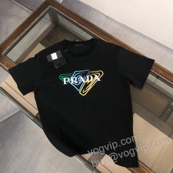PRADAブランド 偽物 通販 2026限定セール新品 NXZPR016 プラダ 半袖Tシャツ 2色可選 セレブ愛用の超人気商品