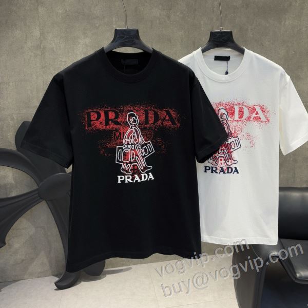 プラダブランドコピー NXZPR023 落ち着いた質感 半袖Tシャツ 2色可選 2026人気販売