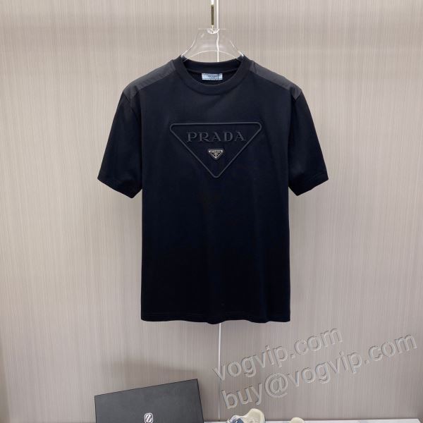 優美なお出かけスタイル プラダブランド 偽物 通販 NXZPR027 半袖Tシャツ 2色可選 2026人気定番爆買い