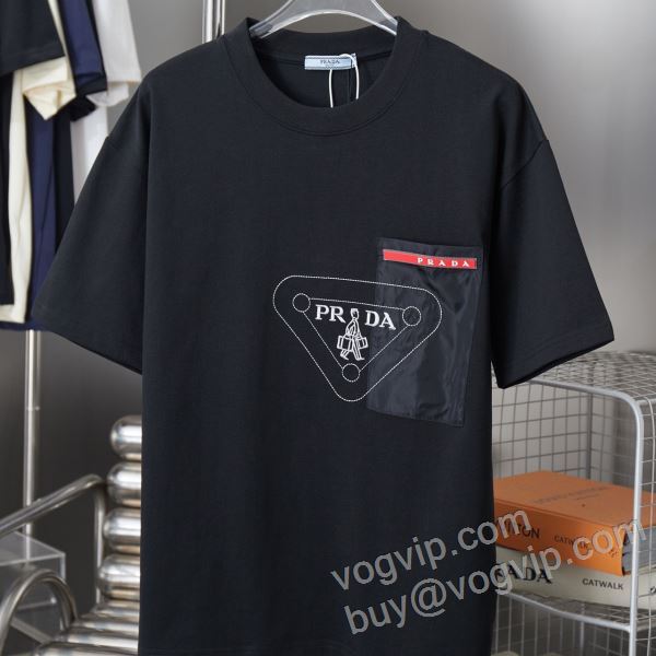 半袖Tシャツ プラダスーパーコピー 激安 2026人気定番爆買い NXZPR028 2色可選 人目を惹くデザイン