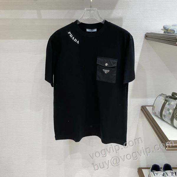 2026驚きの破格値新品 プラダ PRADAブランド 偽物 通販 NXZPR038 半袖Tシャツ 2色可選 売れ筋のいい