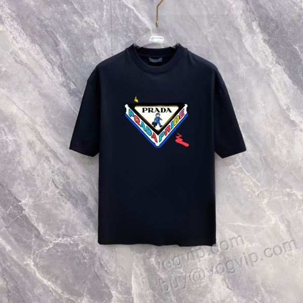 綺麗に決まるフォルム！ プラダ PRADAブランドコピー 2026お買い得品質保証 NXZPR056 半袖Tシャツ 2色可選