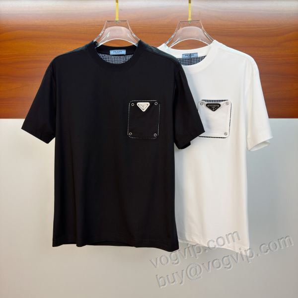半袖Tシャツ プラダ PRADA偽物ブランド 2026春夏季超人気 NXZPR063 2色可選 選べる極上