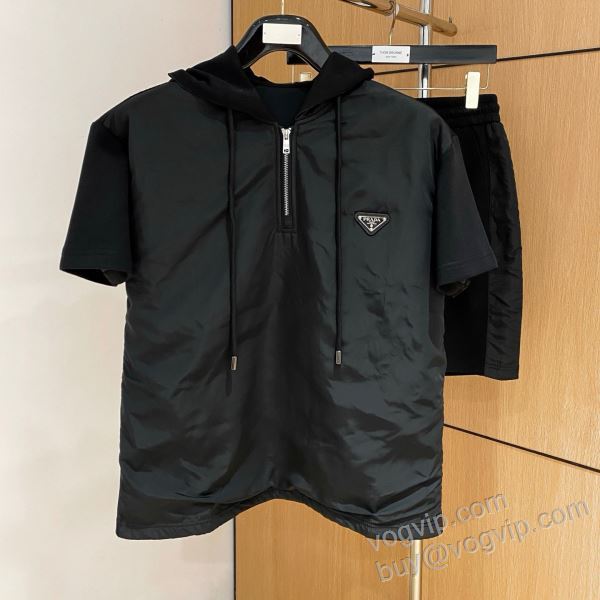 2026限定セール高品質 プラダ PRADAコピー NXZPR080 上下セット 半袖Tシャツ 抜群な楽チン感ある大定番