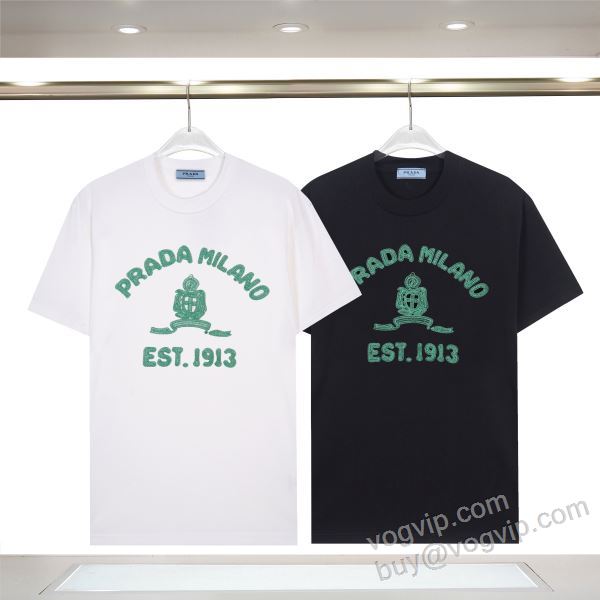 優美なお出かけスタイル プラダブランド 偽物 通販 NXZPR093 半袖Tシャツ 2色可選 2026人気セール高品質