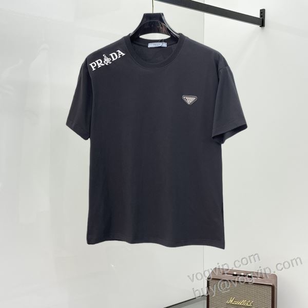 機能性?耐久性抜群 半袖Tシャツ 2色可選 プラダブランドスーパーコピー 2026期限限定！ NXZPR098