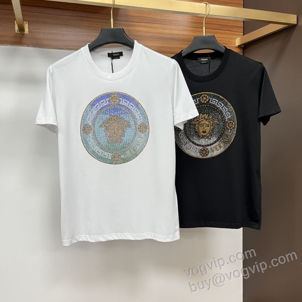 ヴェルサーチコピー ブランド 2026高級品 通販 NXZVS062 半袖Tシャツ 2色可選 お洒落に魅せる