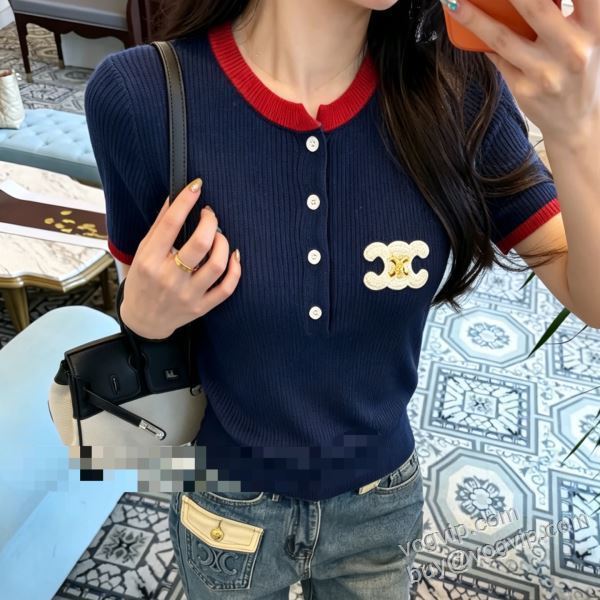 2026新商品！ セリーヌブランドスーパーコピー NXZ003 レディース ニット 半袖Tシャツ