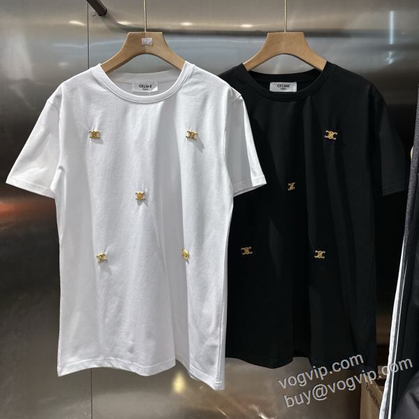 セリーヌコピー ブランド 2026人気定番爆買い NXZ019 レディース 半袖Tシャツ 2色可選