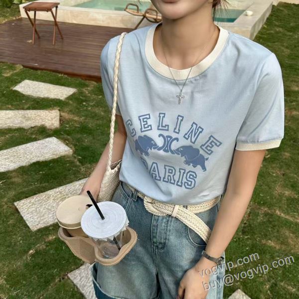 レディース 半袖Tシャツ セリーヌスーパーコピー 激安 2026人気定番爆買い NXZ021 2色可選