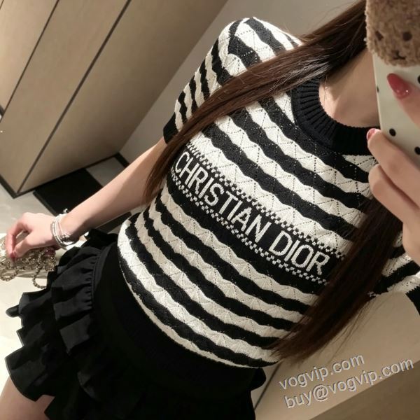 2026大特価！ ディオール DIORブランド 偽物 通販 NXZ008 レディース ニット 半袖Tシャツ 2色可選