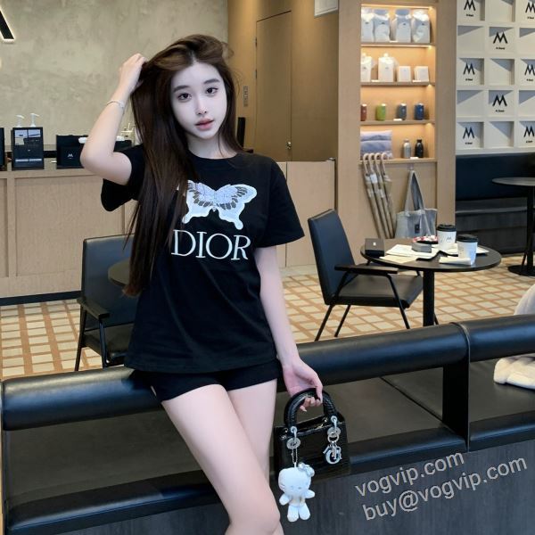 ディオール レディース 半袖Tシャツ DIORブランドコピー 2026高級品 通販 NXZ014 2色可選